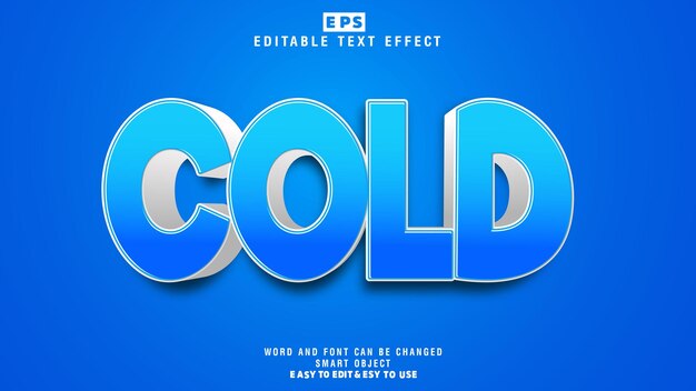 cold 3d editable text effect vector with background