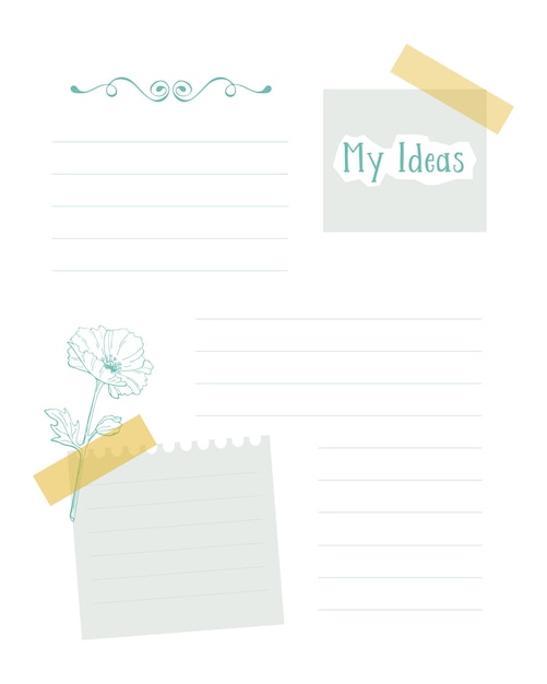 Collage My ideas reminder notes to do list planner poppy lined paper Vintage craft