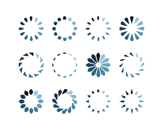 Collection Loading bar status icon Vector illustration Set of vector loaded icons Download progress Donload or Upload
