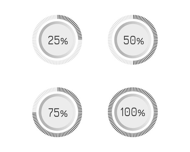 Collection Loading bar status icon Vector illustration Set of vector loaded icons Download progress