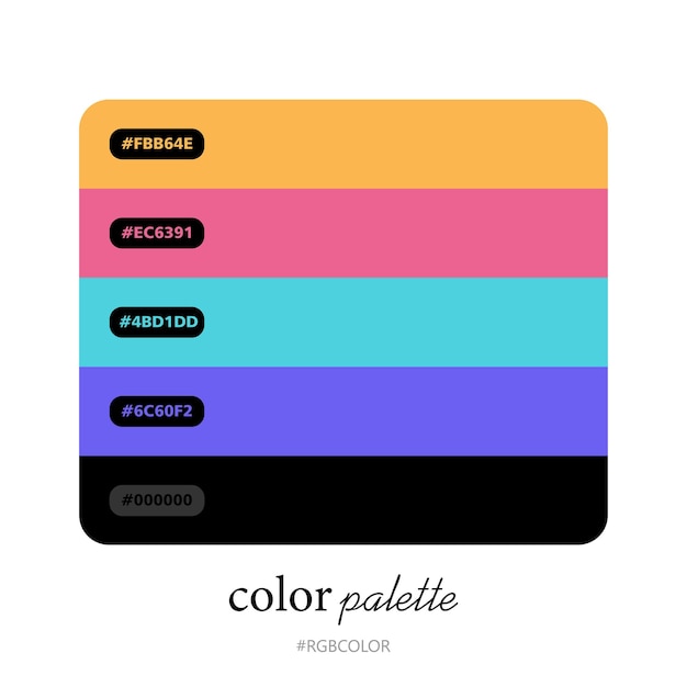 collection of accurately trendy  color palettes with codes, perfect for use by illustrators