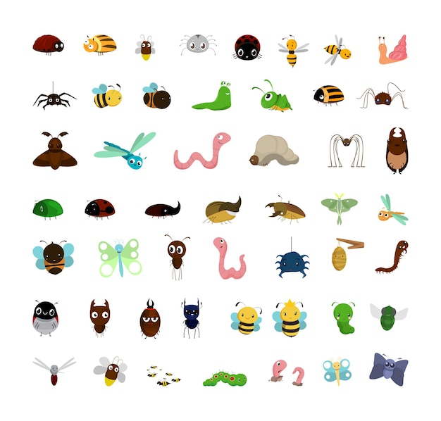 Collection of cartoon funny insects