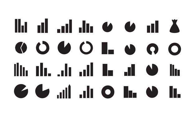 Collection of Charts Graphs and Data Visualization Icons vector illustrations