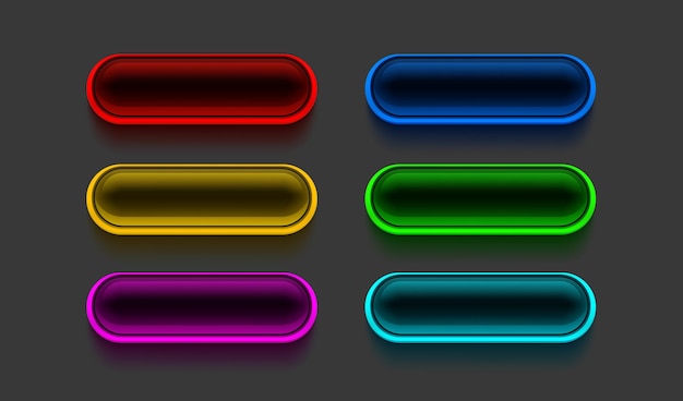 Collection of colored buttons frame label event web bar buttons with color vector illustration