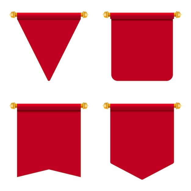 Collection of different blank red royal pennant