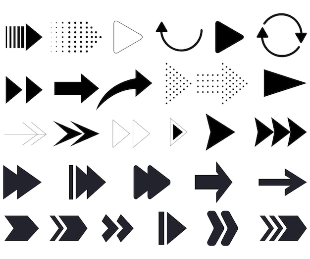 Collection of Diverse Arrow Icons and Symbols