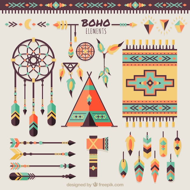 Collection of dream catchers and boho elements