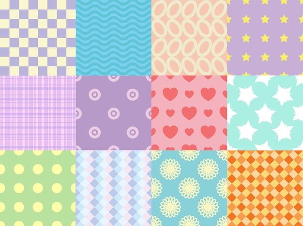 collection of gentle vector seamless patterns. abstract wallpapers. decorative background set