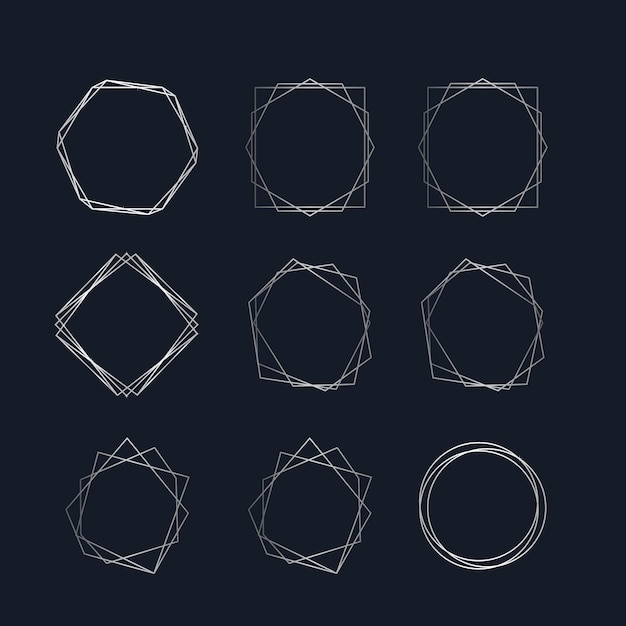 Collection of golden polygonal luxury frames vector set