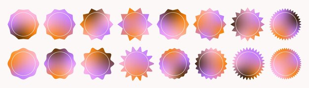 Collection of gradient round shapes with waves and sharp angles Gradient shapes with various angles