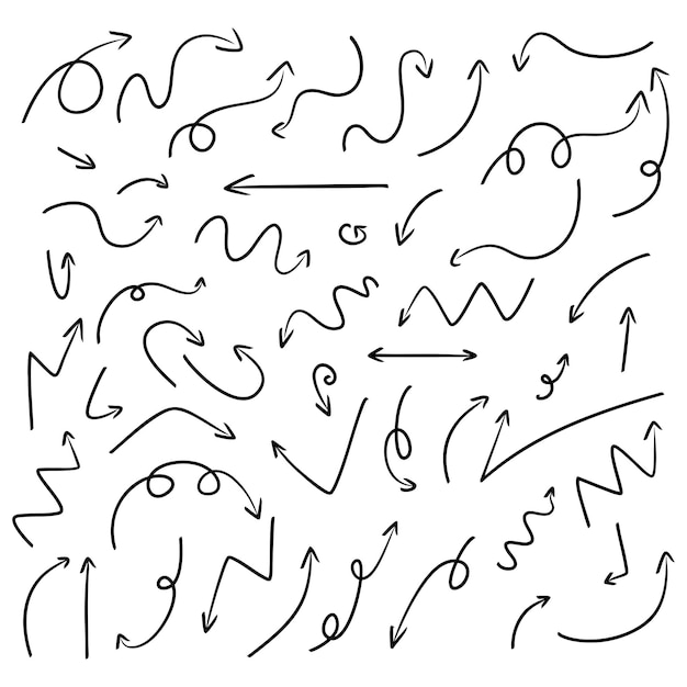 Collection of Hand-Drawn Arrows in Various Directions