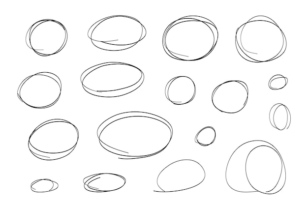 Collection of hand-drawn circles and oval shapes
