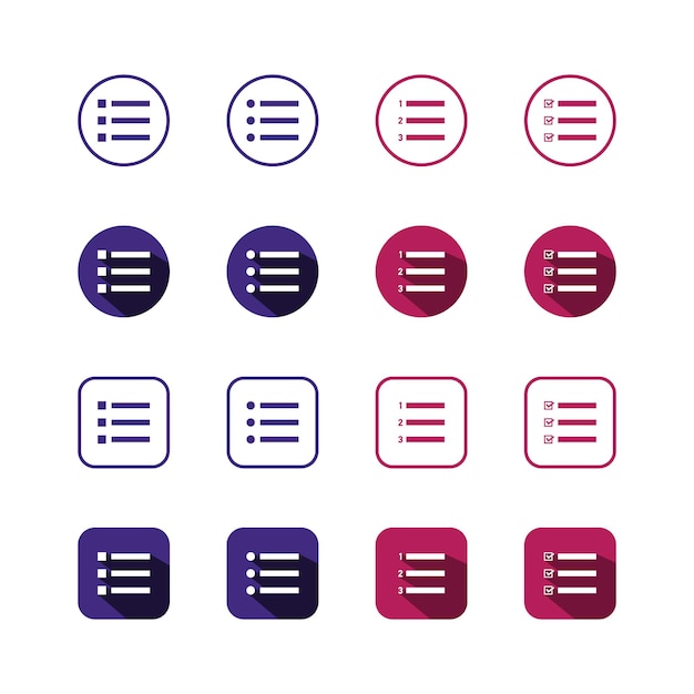collection of icons set flat colored with shadows thin line icons set flat vector illustration