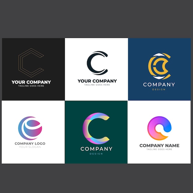 collection of initial letter c logo design with line style design graphic vector illustration symbo