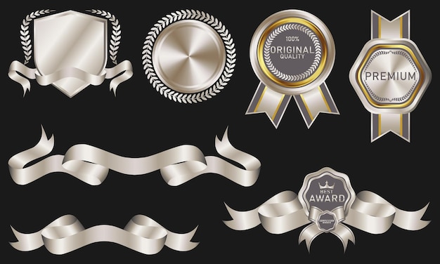 collection of luxury vector design elements for badges and ribbons