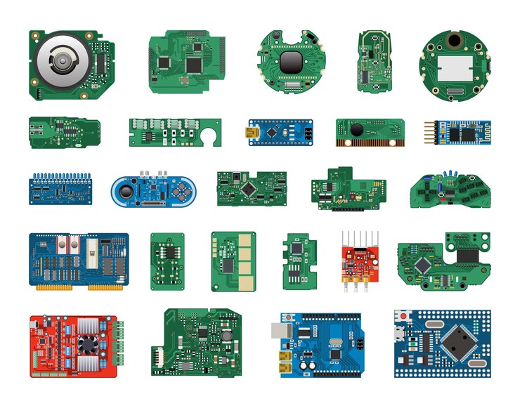 Vector collection of microcircuits and boards