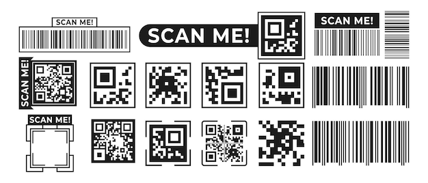 collection of scan Qr barcode isolated on white backgroundproduct scan barcode in flat design