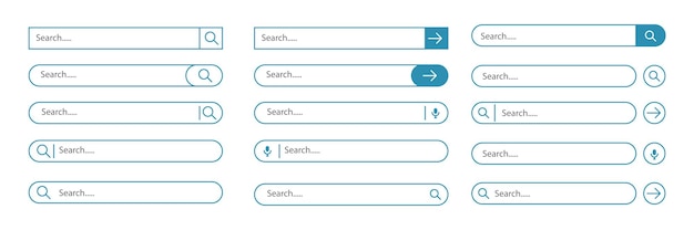 Collection of Search Bar Icon Designs for Modern Digital Interfaces