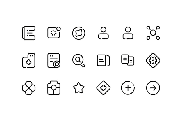 Collection of UIUX icons in a linear style