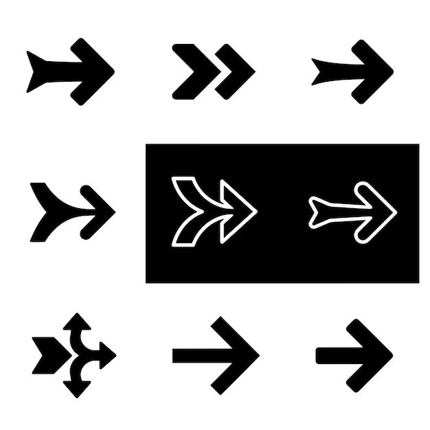 collection of various arrow shapes for direction and navigation