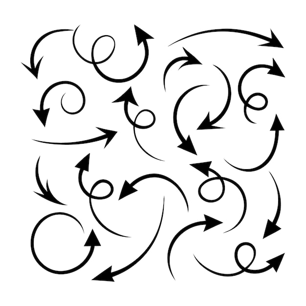 Collection of Various Black Arrow Icons for Directional Purposes
