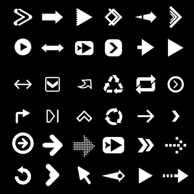 collection of white and black arrow directions