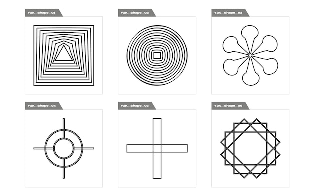 collection of y2k elements big collection of abstract graphic geometric symbols flat minimalist icons