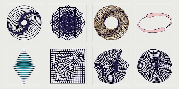 Collection of Y2K elements Brutalism star and flower shapes Cyberpunk elements