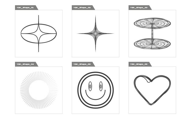 collection of y2k elements extraordinary graphic assets modern abstract forms