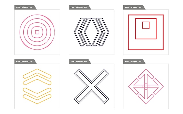 collection of y2k elements rave psychedelic retro futuristic set templates for notes posters