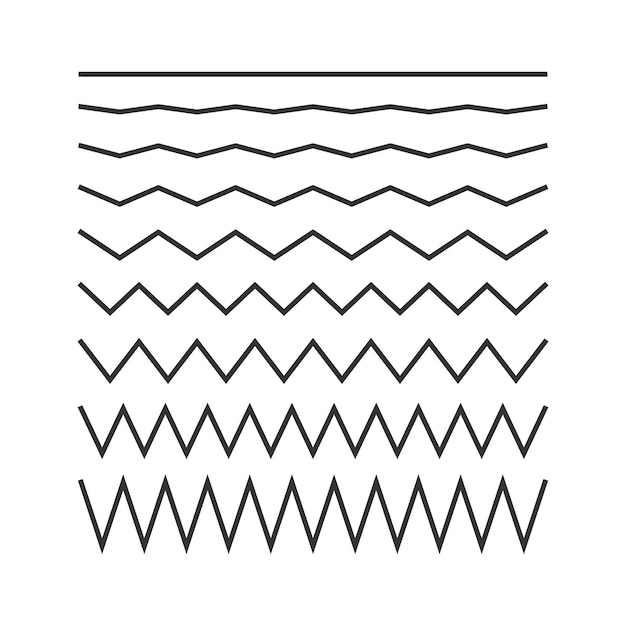 Collection of zigzag lines set isolated vector illustration