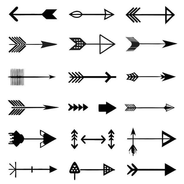 Collection set of arrows with different colors and multi shapes