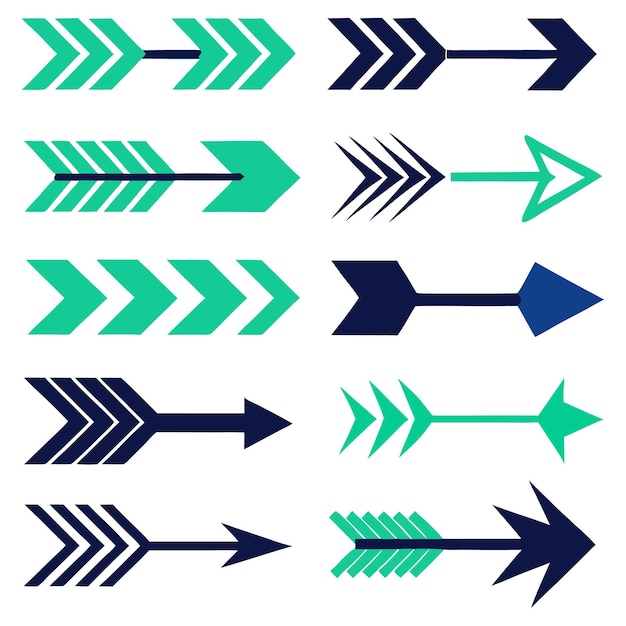 collection set of arrows with different colors and multi shapes