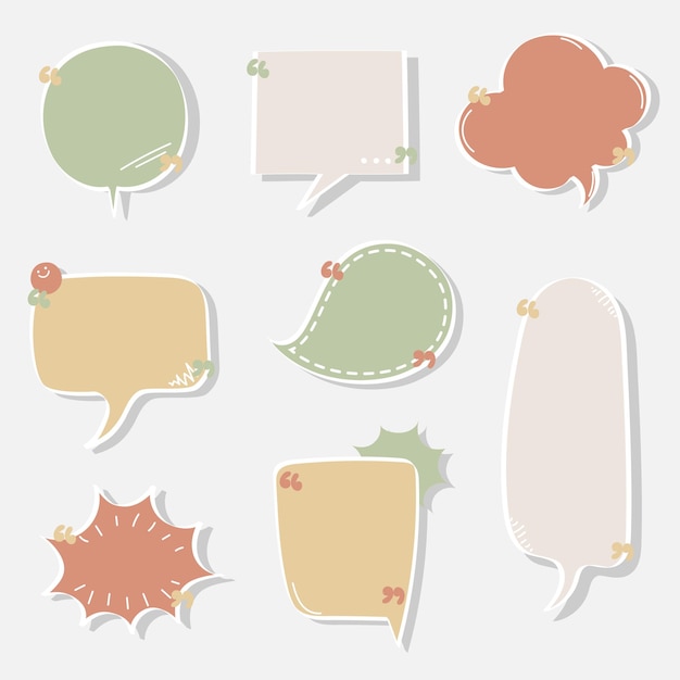 Collection set of hand drawn speech bubble balloon