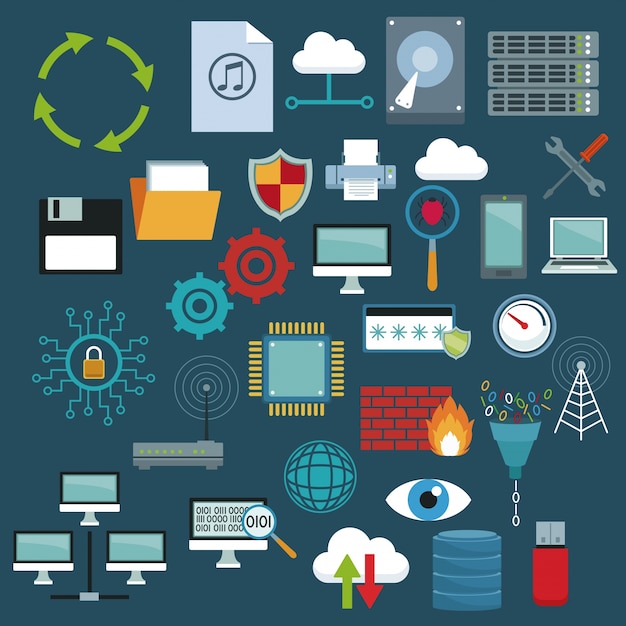 Color background with set collection technology elements