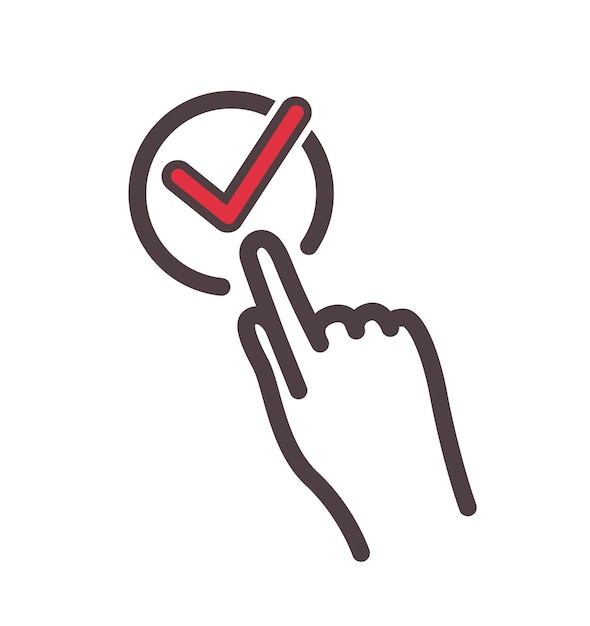 color button with tick icon