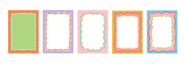 color groovy scallop y2k frames retro wavy borders