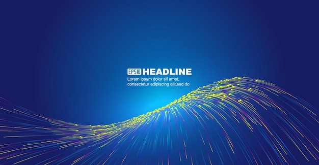 color waveform dot line extension convergence internet technology big data vector background