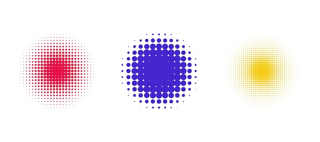 colored circle dotted halftones isolated