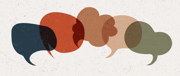 Colored speech bubble Communication concept Colored cloud Speak discussion chat Dialogue