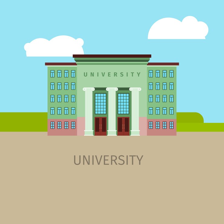 Vector colored university building illustration