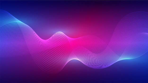 colorful abstract background with flowing wave lines in gradient purple and pink