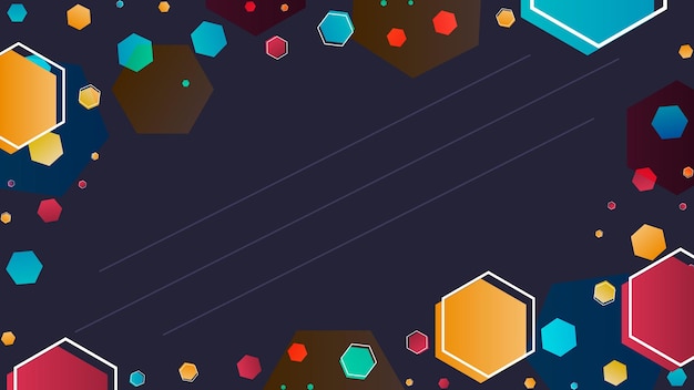 colorful abstract hexagon background with geometric shapes and dark background