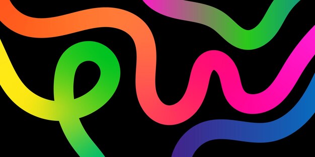 Colorful abstract lines on black background
