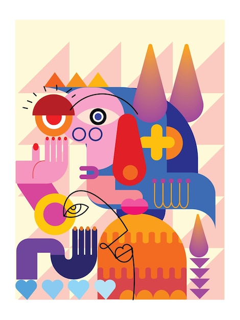 Colorful abstract people face with geometric shape art vector illustration Portrait person design