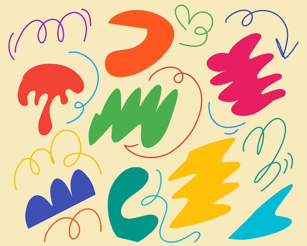 Colorful Abstract Shapes and Doodles Vector Illustration