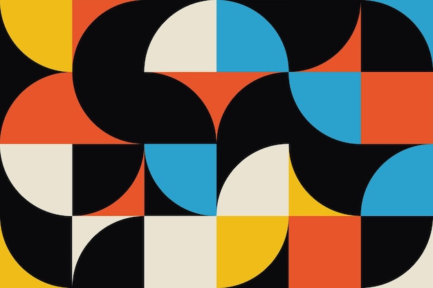 colorful bauhaus geometric seamless pattern with geo shapes background design art