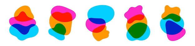 Colorful blob irregular shapes composition set