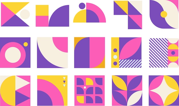 Colorful Bold Geometric Shape Bauhaus Swiss Element Set