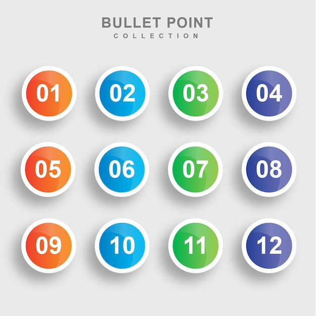 colorful bullet point collection